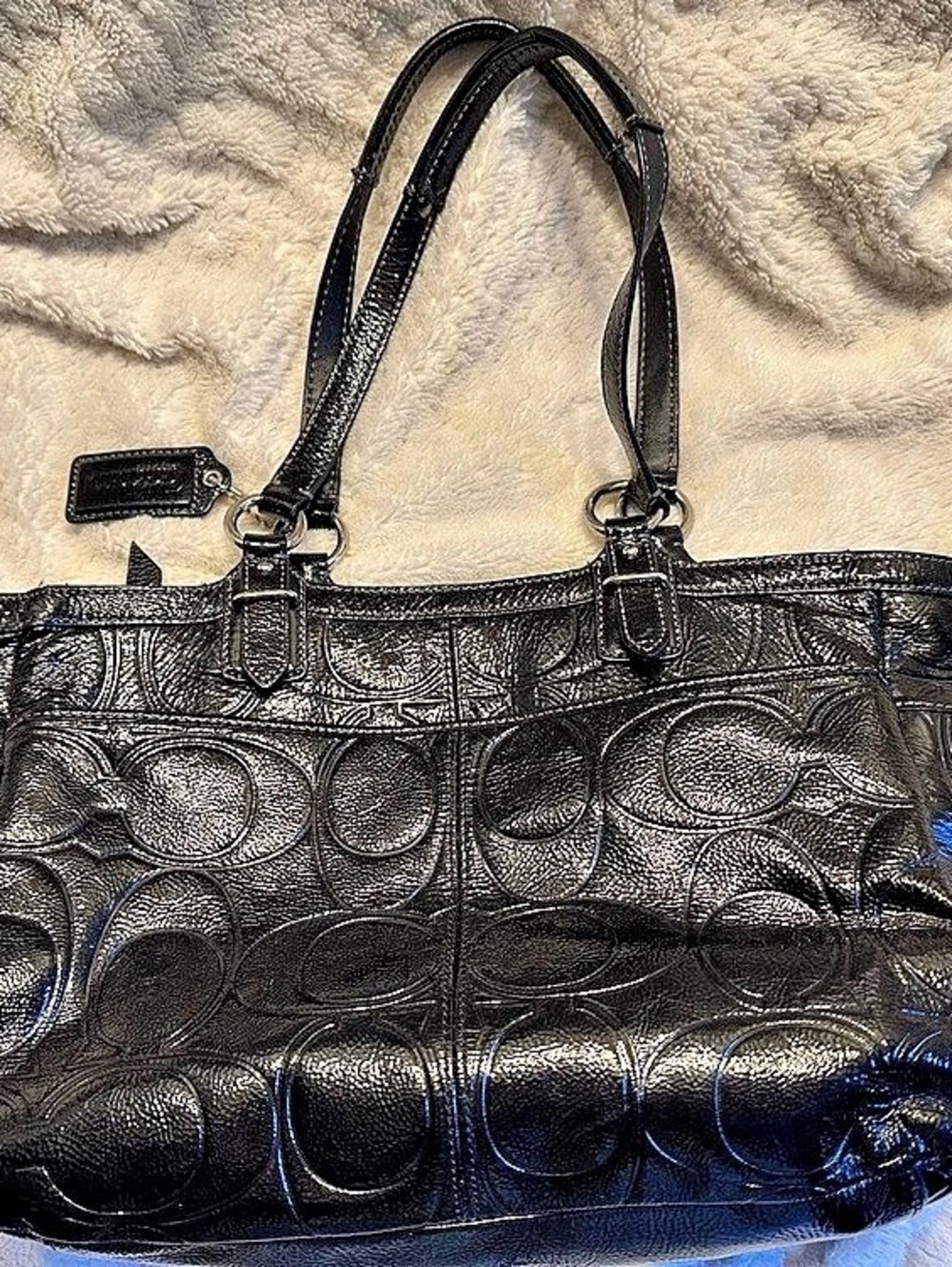 Coach Gallery Embossed Black Tote F19462